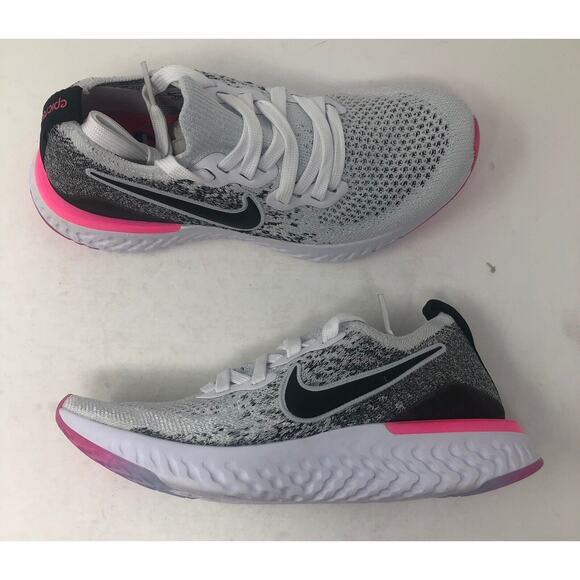 Nike Epic React Flyknit 2 White Black Pink Running Shoes BQ8927 103 Womens 5.5 - Picture 2 of 10